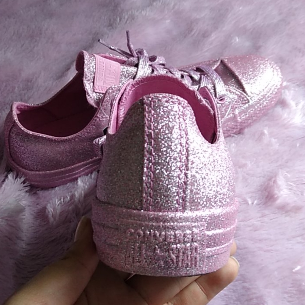 Pink glitter Converse all Star sneakers - Picture 3 of 4